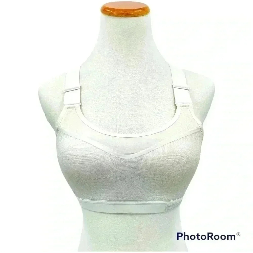 Victoria's Secret Victoria's Spot White Fern Pattern Sports Bra